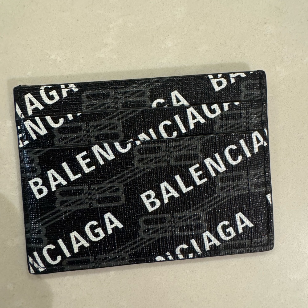 Balenciaga Black and White Logo Card Holder